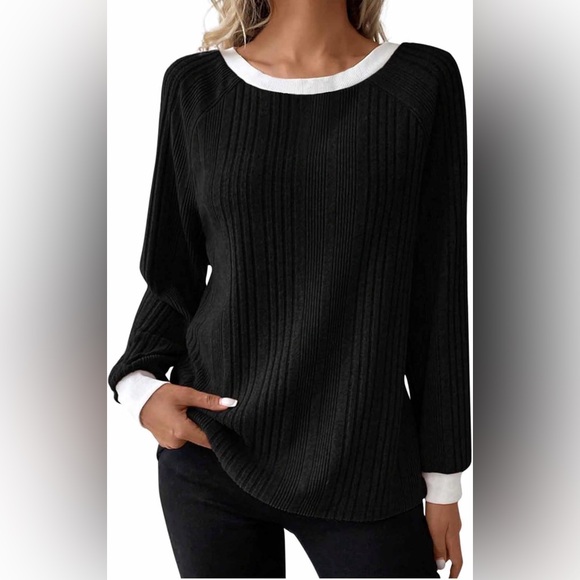 Heisall Tops - Heisall NWOT Black Casual Ribbed Long Sleeve Top